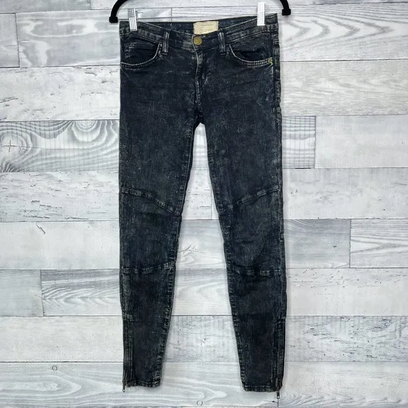 🍉 Current/Elliott Acid Wash Moto Jeans
