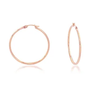 14K Rose Gold 25x2mm Polished Hoop Earrings