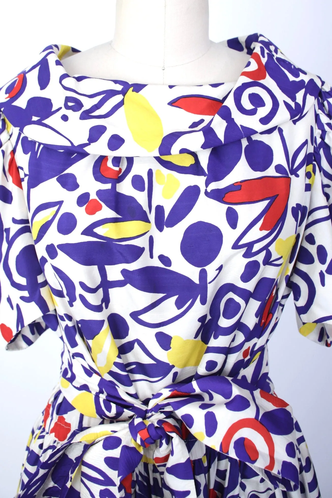 1980s Jean Patou x Christian Lacroix Silk Printed Dress