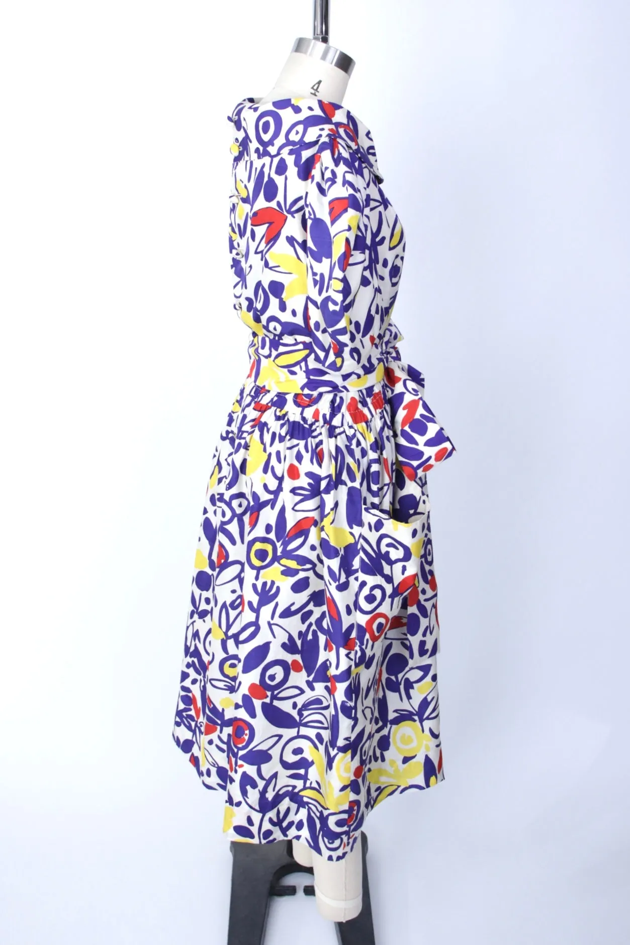 1980s Jean Patou x Christian Lacroix Silk Printed Dress