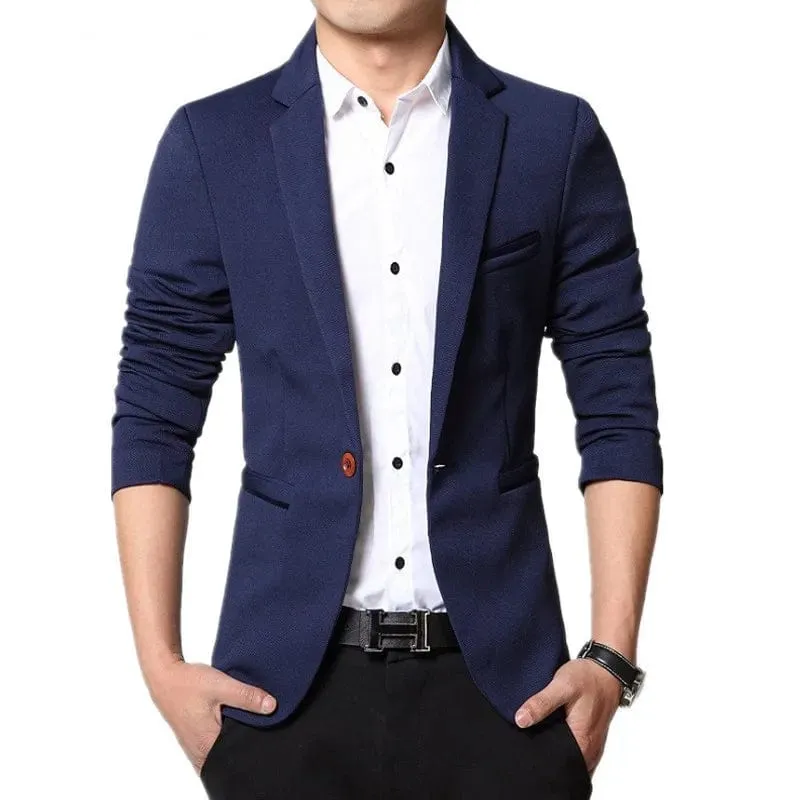 2024 Men Slim fit New Fashion Blazer Suit Jacket Black Blue Red Plus size L to 5XL Male Blazers Mens Coat Wedding Dress