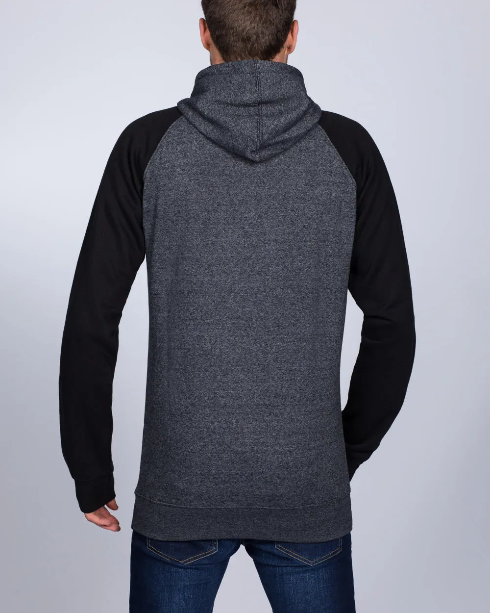 2t Zip Up Tall Raglan Hoodie (charcoal/black)