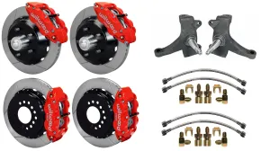 63-70 CHEVY C10 FULL DISC BRAKE KIT & RIDETECH SPINDLES,13" ROTORS,RED CALIPERS