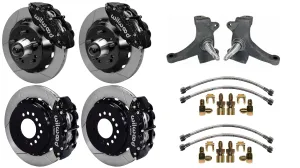 63-70 CHEVY C10 FULL DISC BRAKE KIT & RIDETECH SPINDLES,14"/13" ROTORS,BLACK CAL