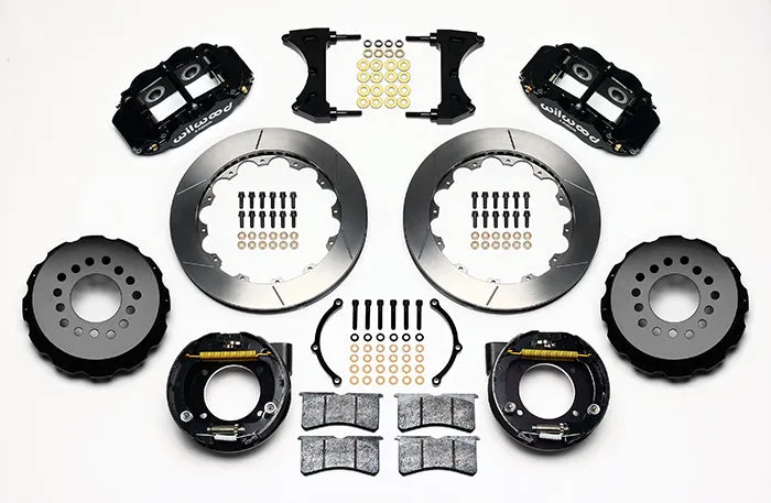 63-70 CHEVY C10 FULL DISC BRAKE KIT & RIDETECH SPINDLES,14"/13" ROTORS,BLACK CAL