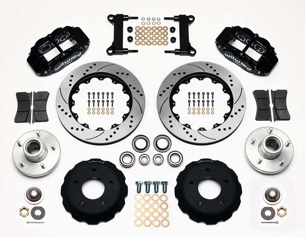 71-72 CHEVY C10 FRONT DISC BRAKE KIT & RIDETECH SPINDLES,14" DRILLED,BLACK CALIP