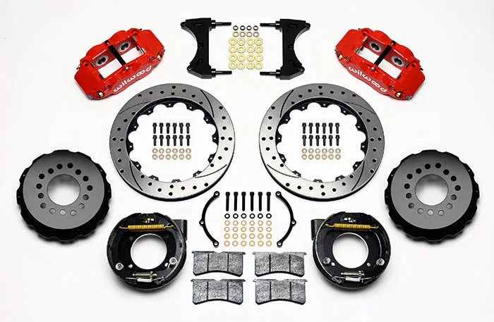 71-72 CHEVY C10 FULL DISC BRAKE KIT & RIDETECH SPINDLES,14"/13" DRILLED,RED CAL.