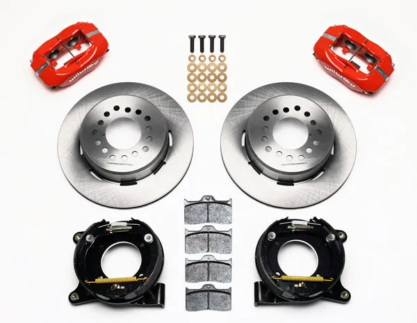 73-87 CHEVY C10 FULL DISC BRAKE KIT & RIDETECH SPINDLES,13"/12" ROTORS,RED CALIP