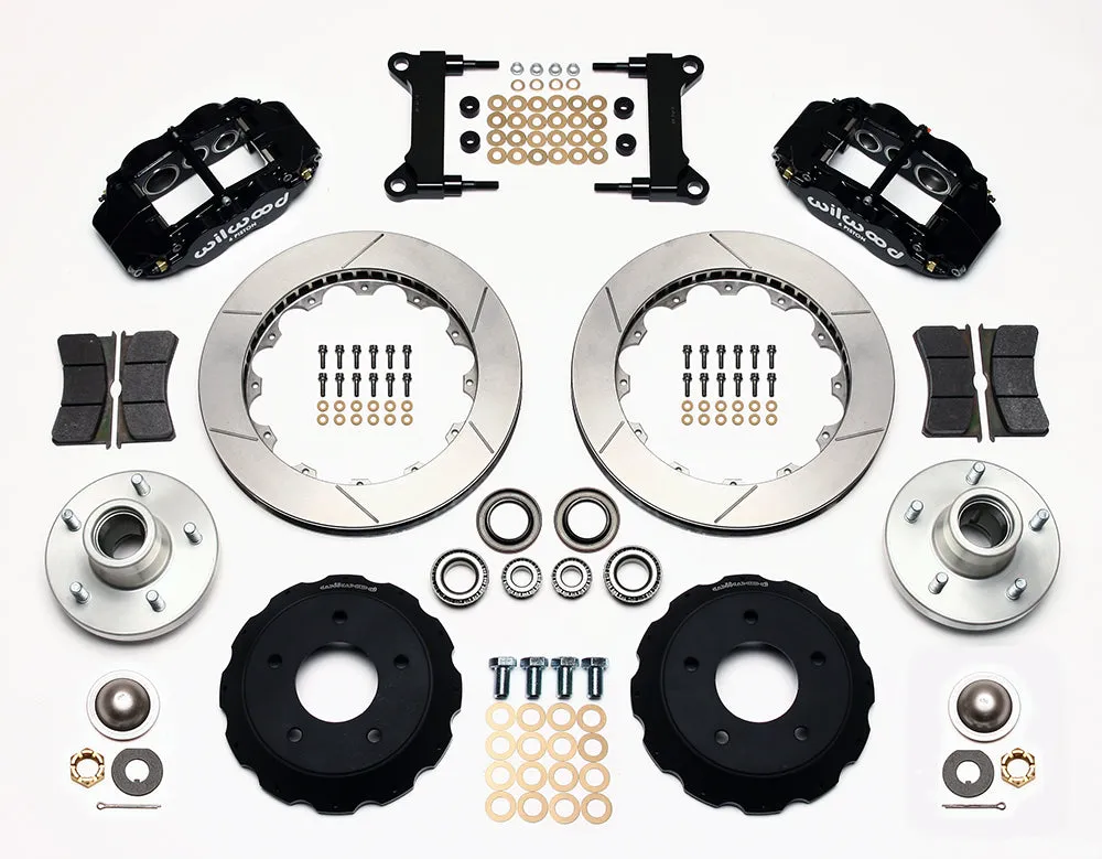 73-87 CHEVY C10 FULL DISC BRAKE KIT & RIDETECH SPINDLES,14"/13" ROTORS,BLACK CAL
