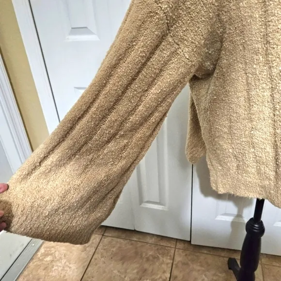 ABLE New Harlow Boucle Camel/Tan Hoodie Sweater Size 2X