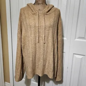 ABLE New Harlow Boucle Camel/Tan Hoodie Sweater Size 2X