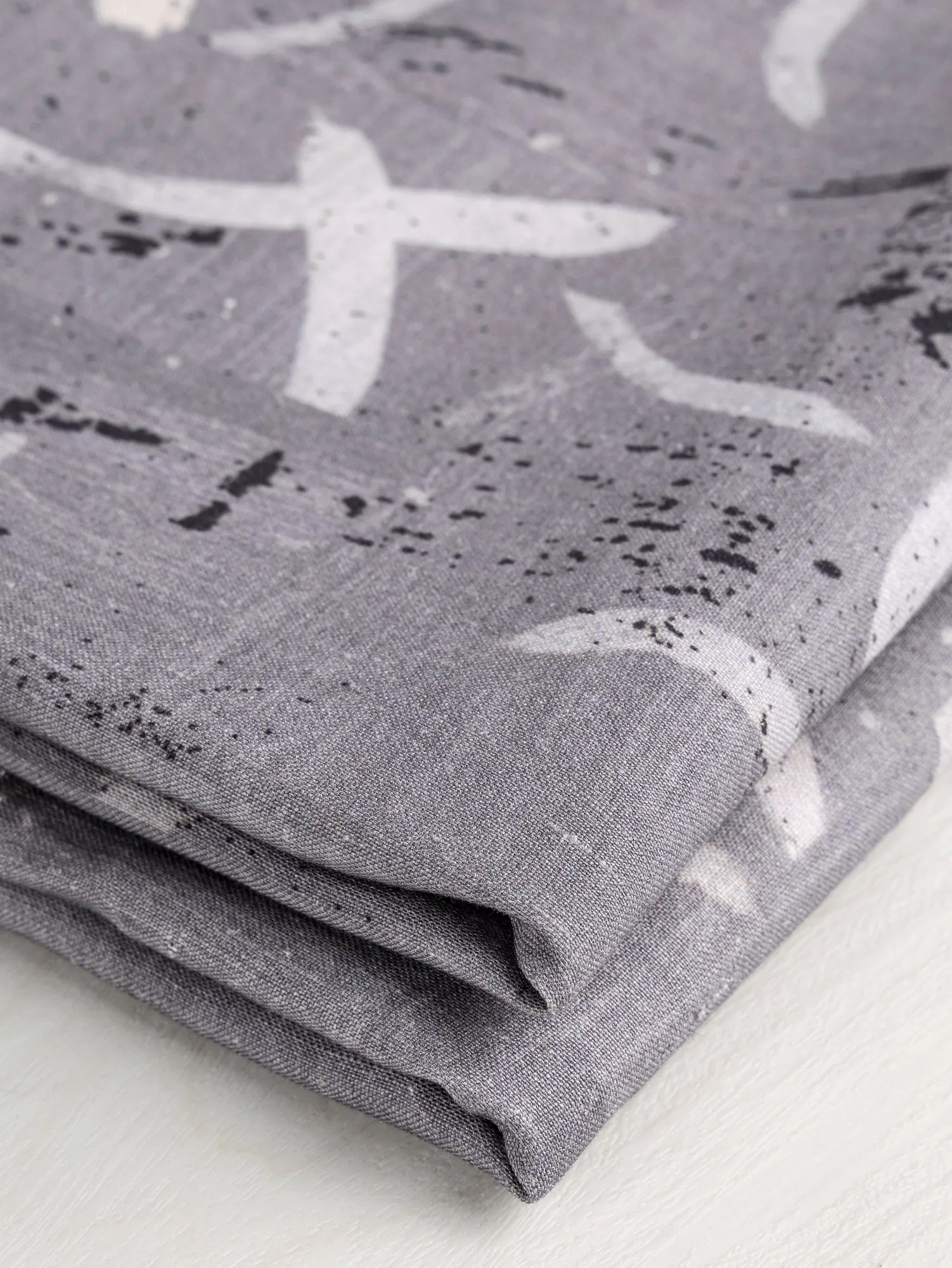 Abstract Brushstroke Linen Viscose Deadstock - Grey