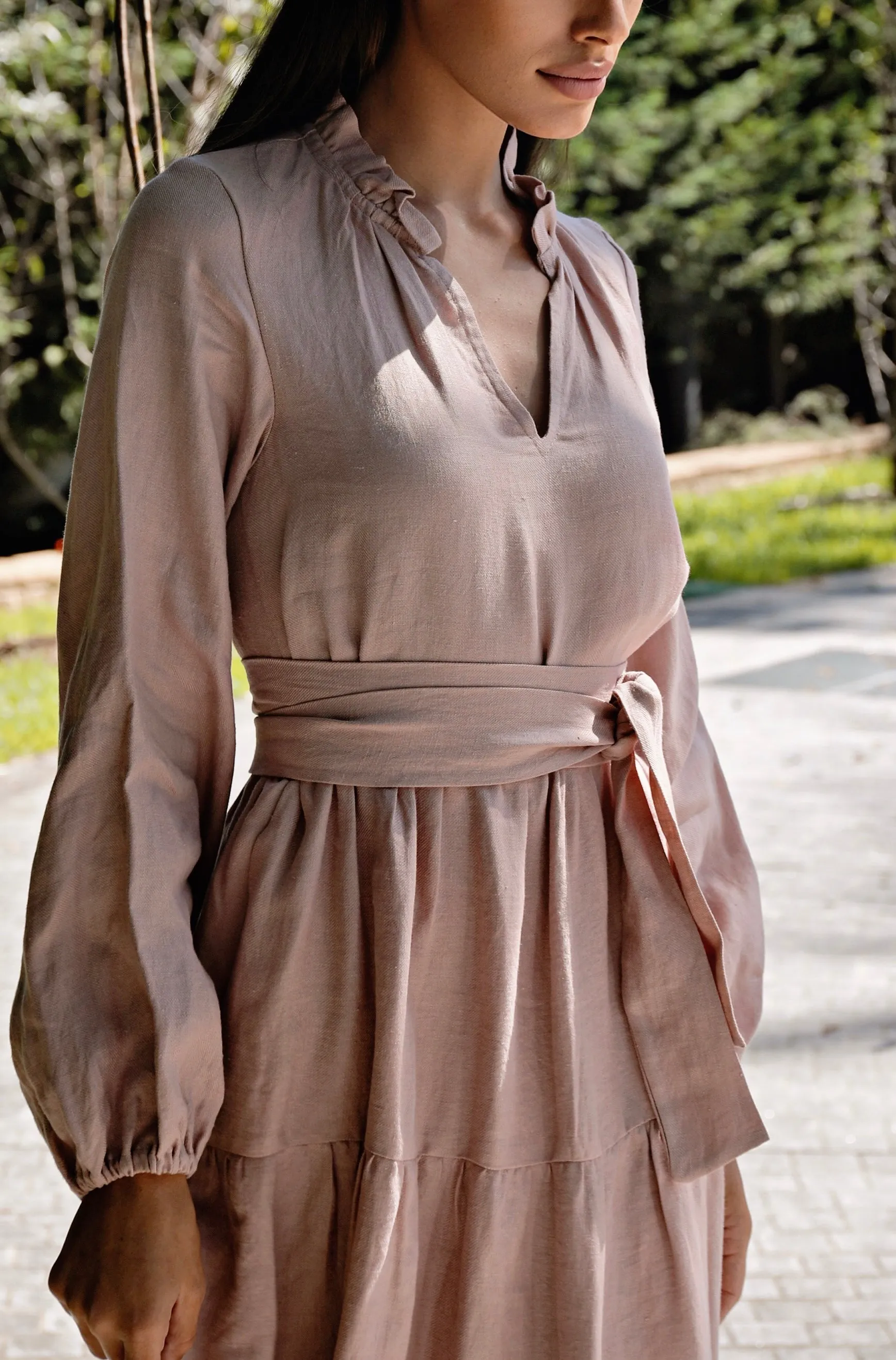 Adelle Linen Dress - Rose
