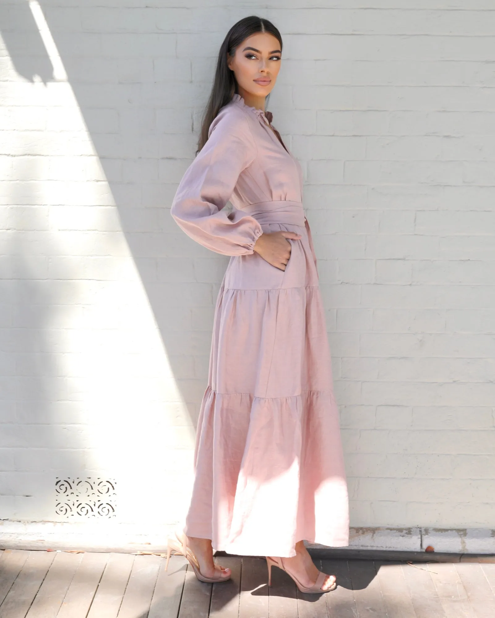 Adelle Linen Dress - Rose