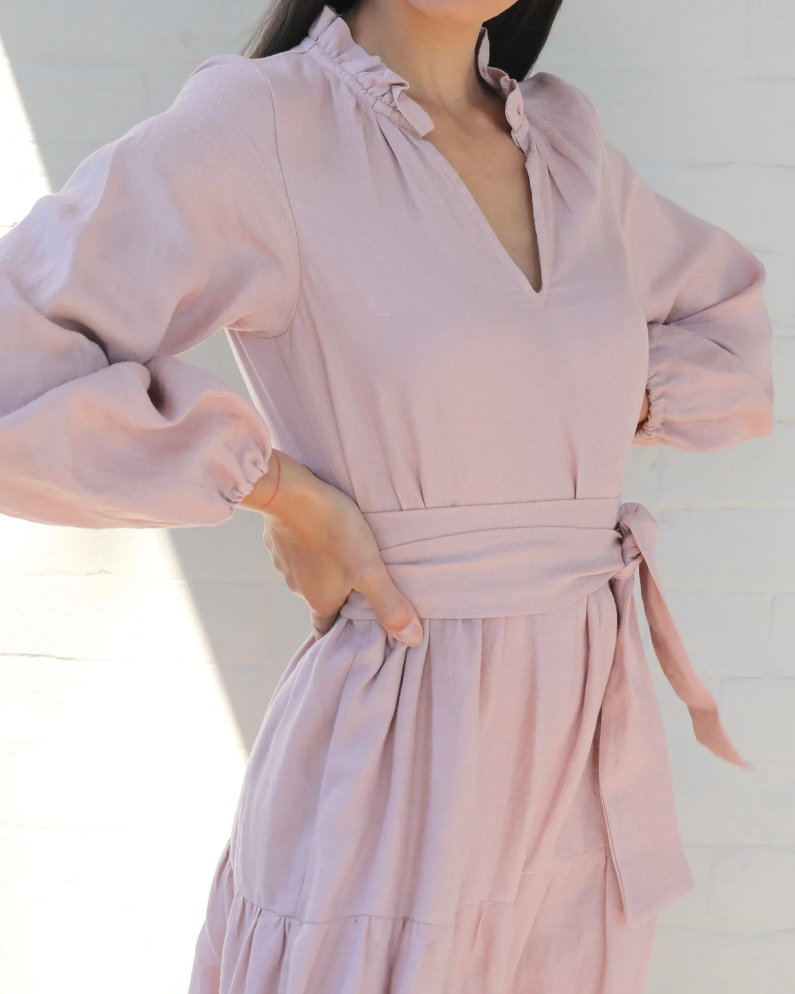 Adelle Linen Dress - Rose