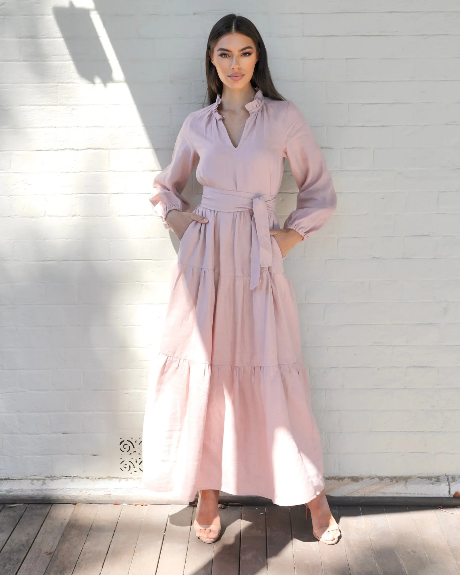 Adelle Linen Dress - Rose