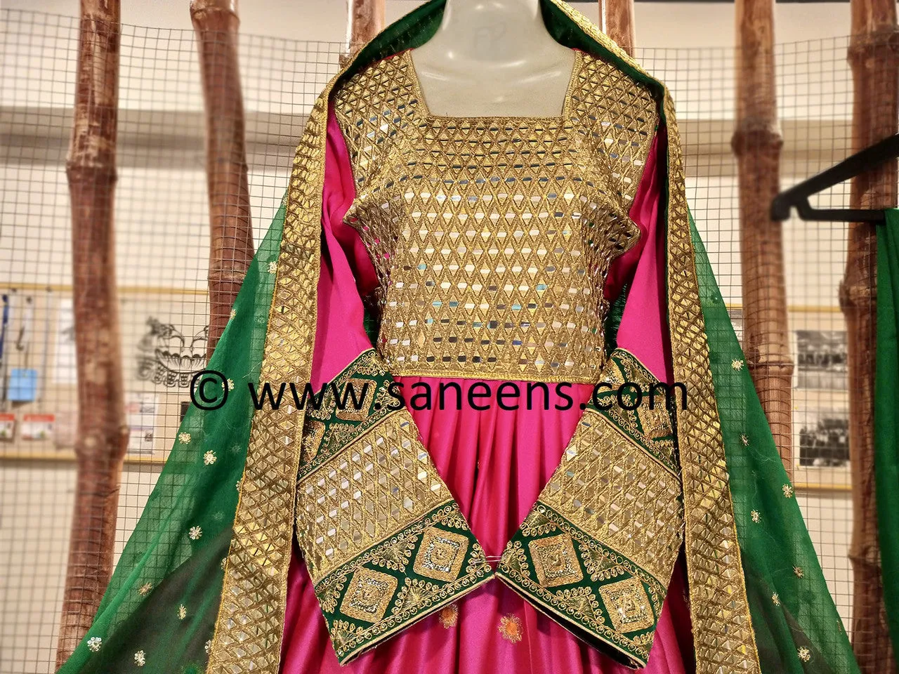 Afghan Mirror Work Pink Dress
