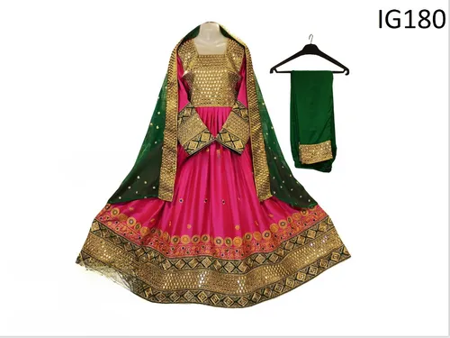 Afghan Mirror Work Pink Dress