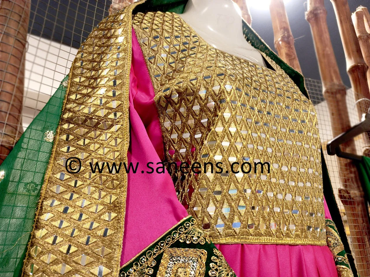Afghan Mirror Work Pink Dress