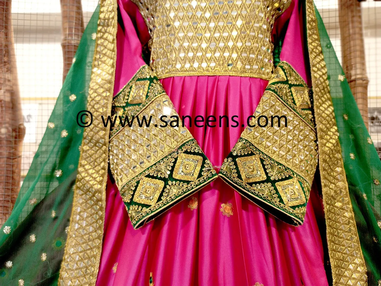 Afghan Mirror Work Pink Dress