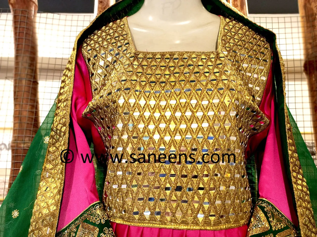 Afghan Mirror Work Pink Dress