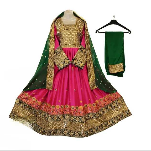 Afghan Mirror Work Pink Dress
