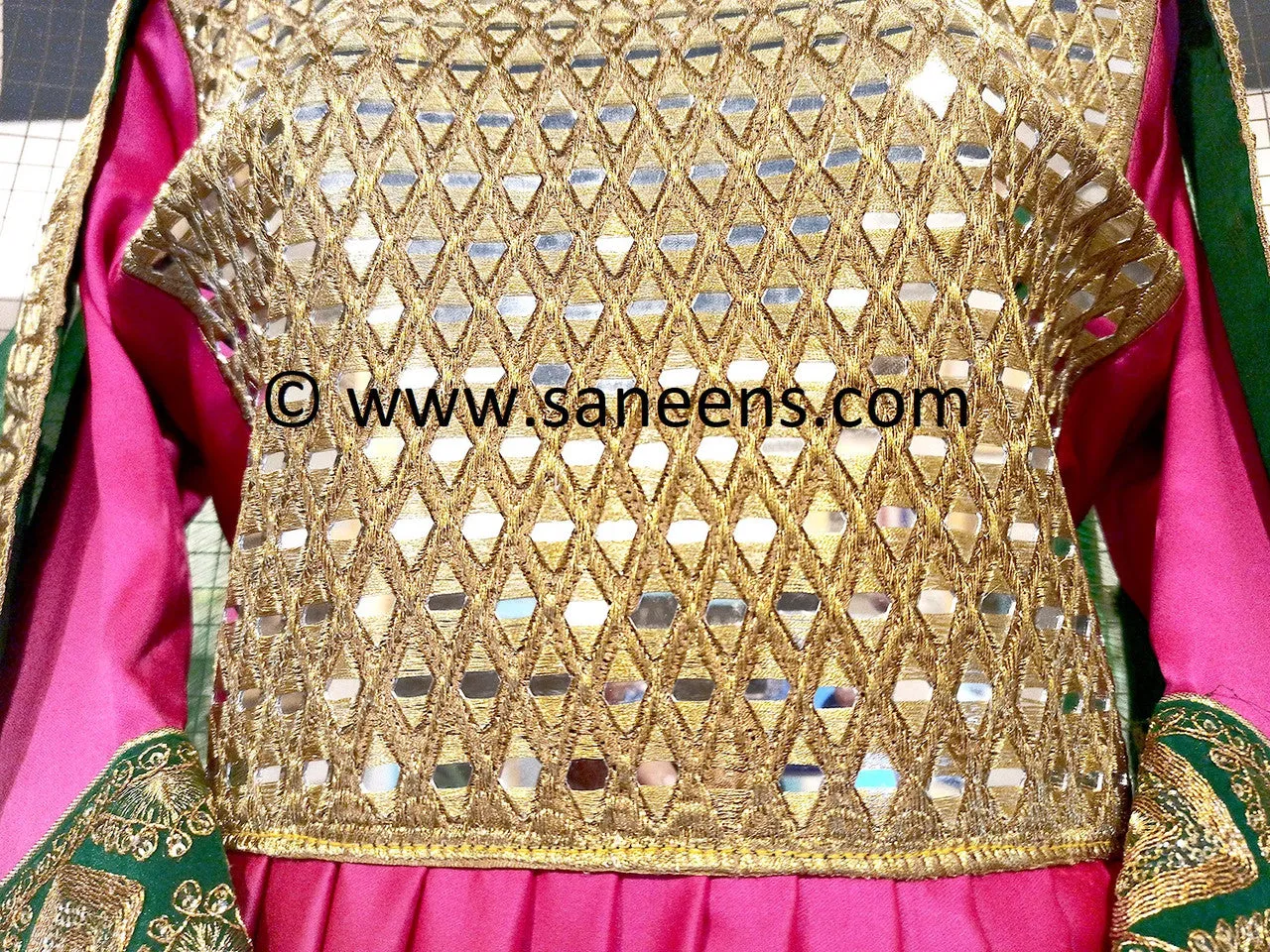 Afghan Mirror Work Pink Dress