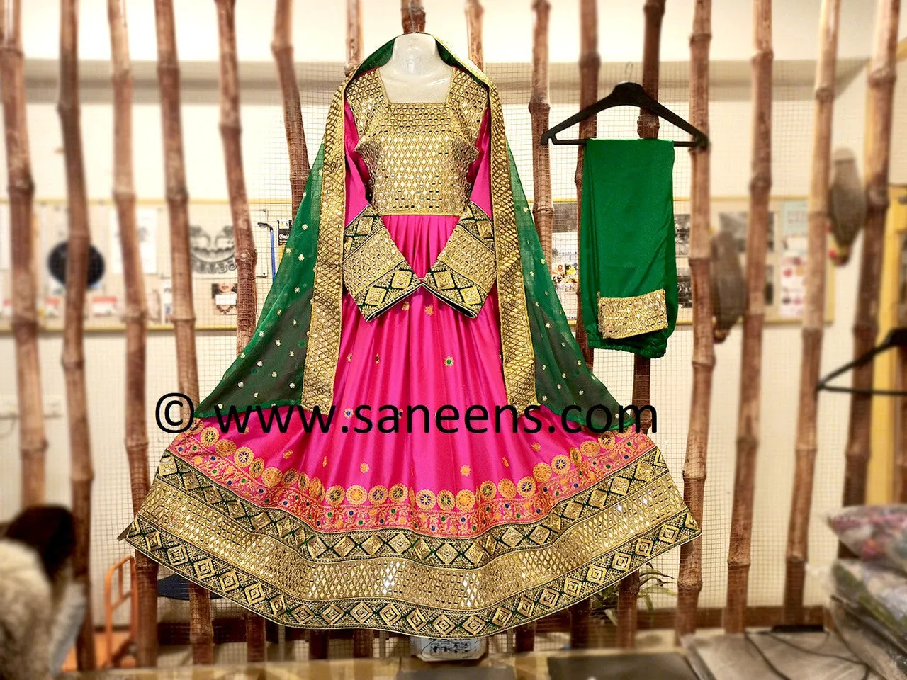 Afghan Mirror Work Pink Dress