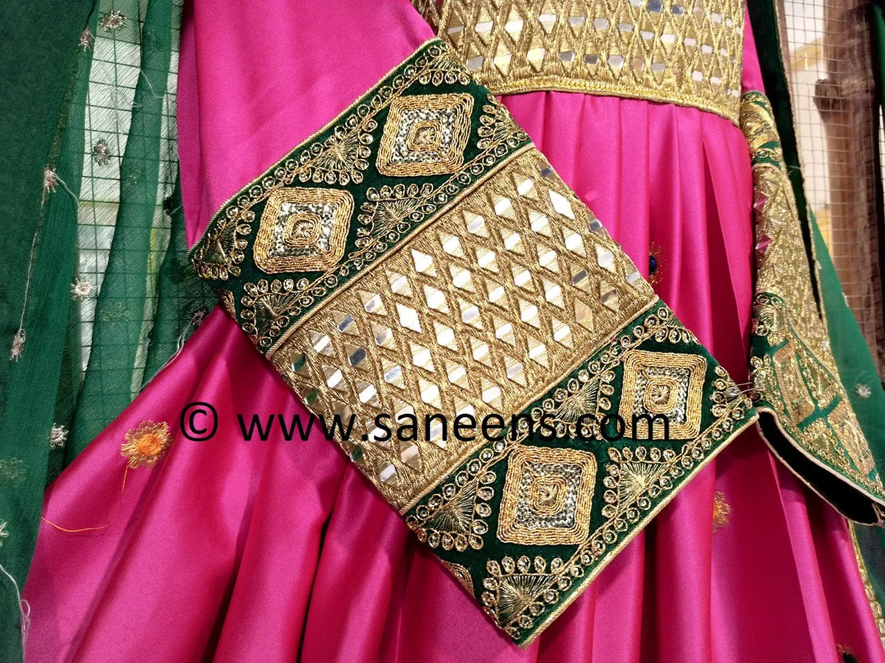 Afghan Mirror Work Pink Dress