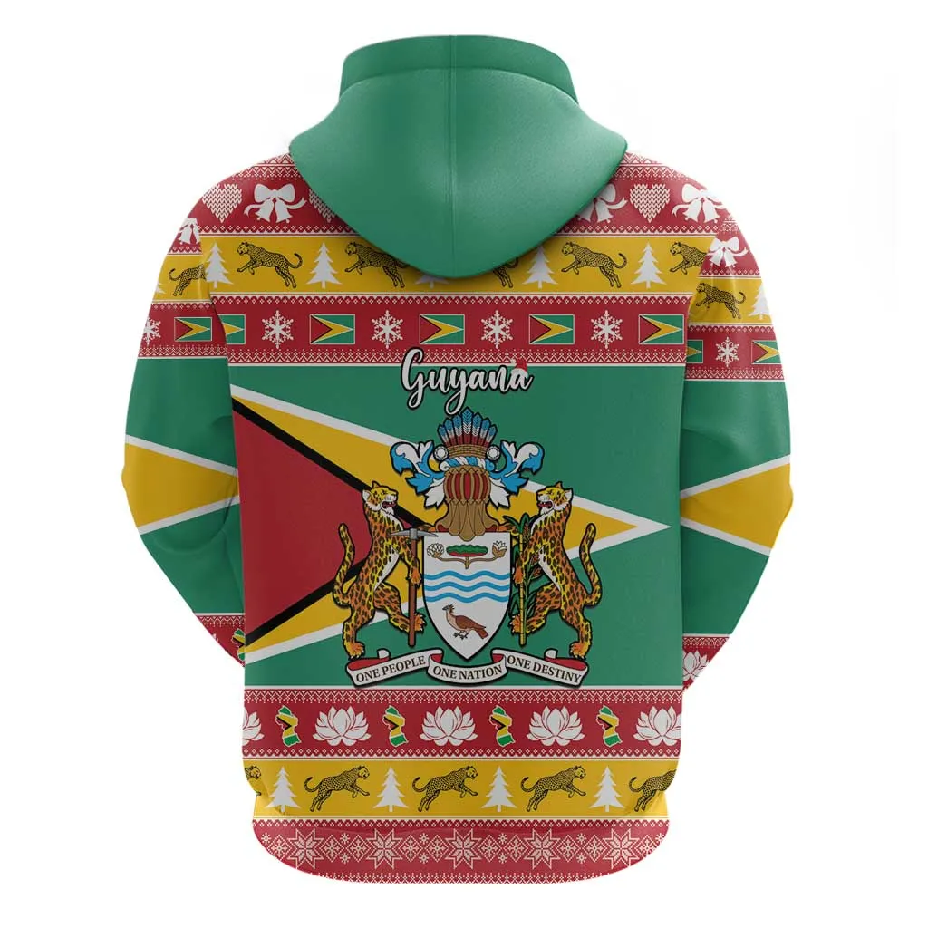 Afro Guyana Christmas Zip Hoodie Mix Coat Of Arms LT15