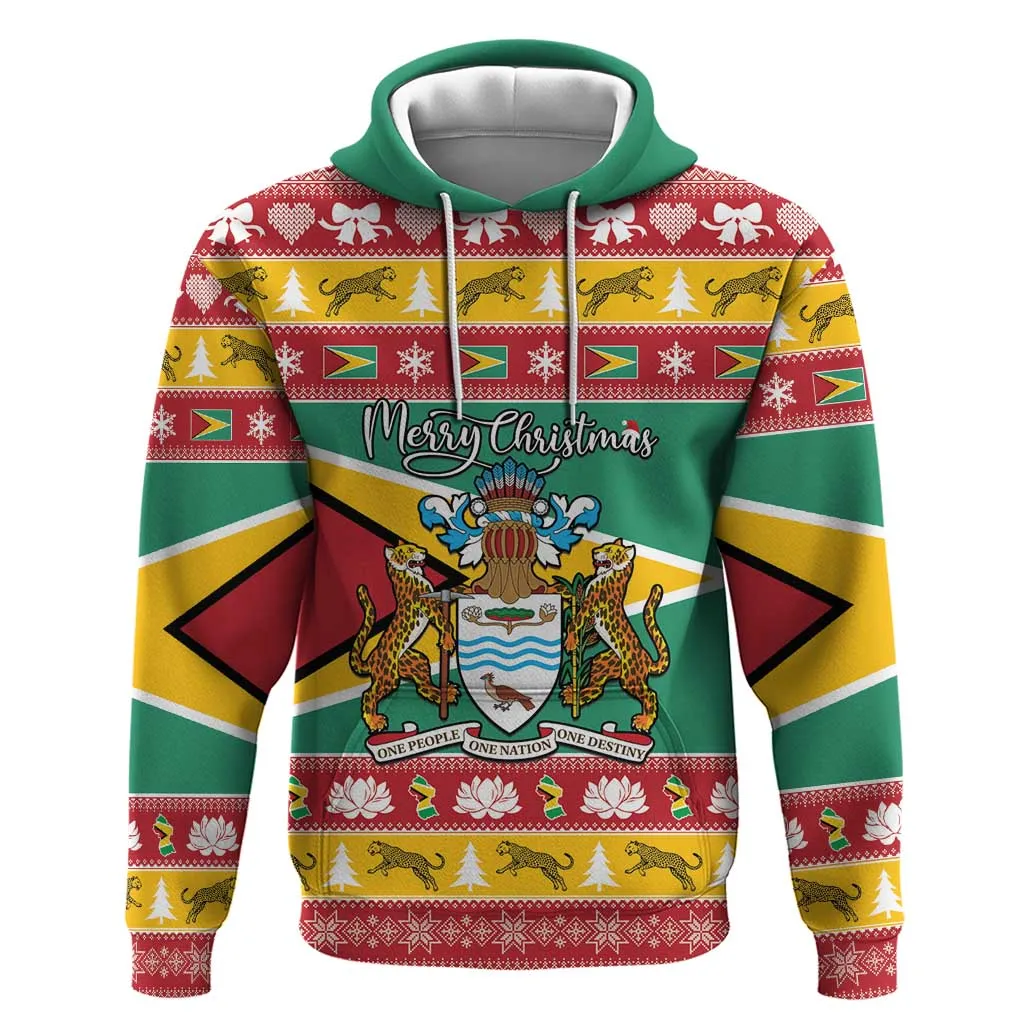 Afro Guyana Christmas Zip Hoodie Mix Coat Of Arms LT15