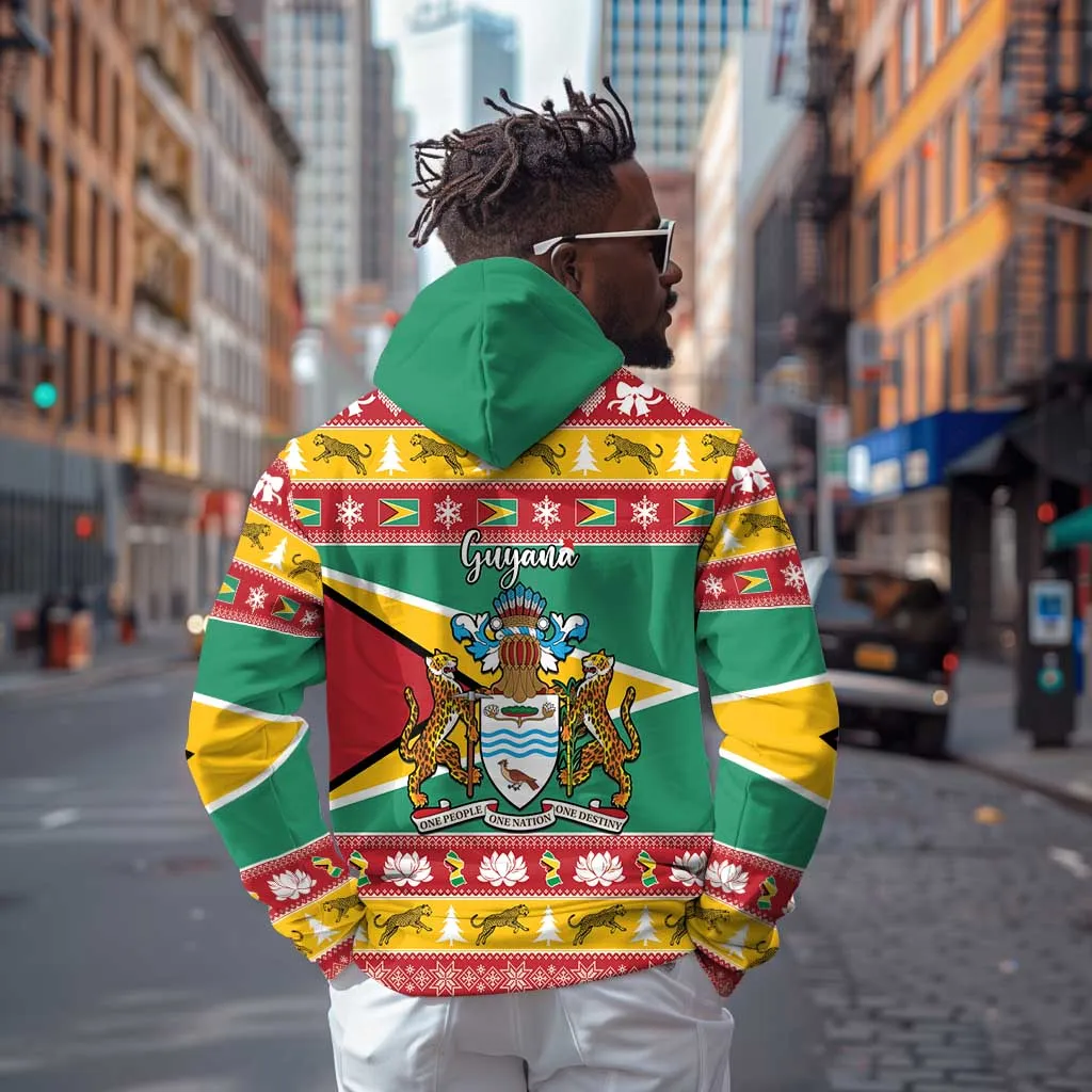 Afro Guyana Christmas Zip Hoodie Mix Coat Of Arms LT15