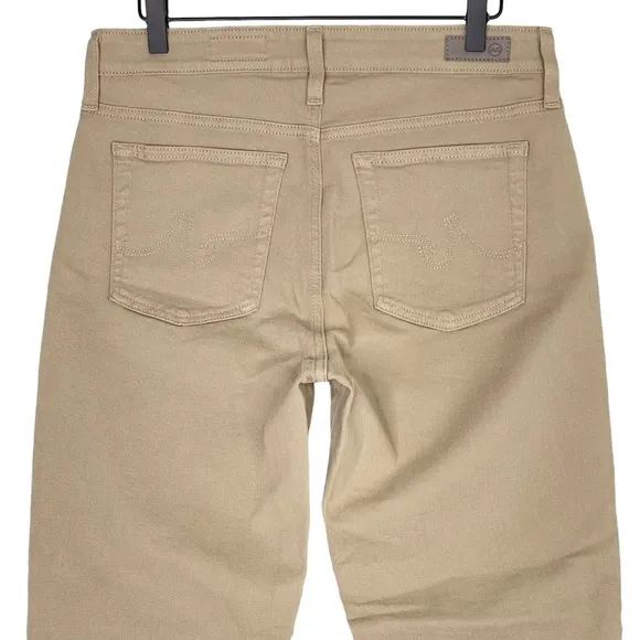 Ag Jeans 31 The Mari High Rise Slim Straight Denim Twill Khaki Preppy Classic