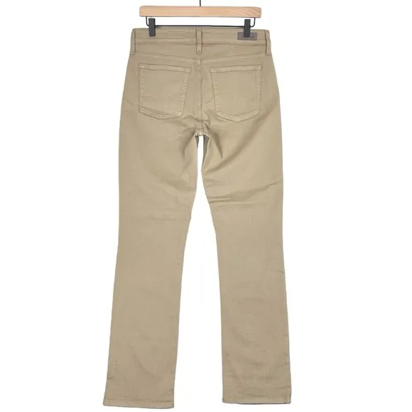 Ag Jeans 31 The Mari High Rise Slim Straight Denim Twill Khaki Preppy Classic