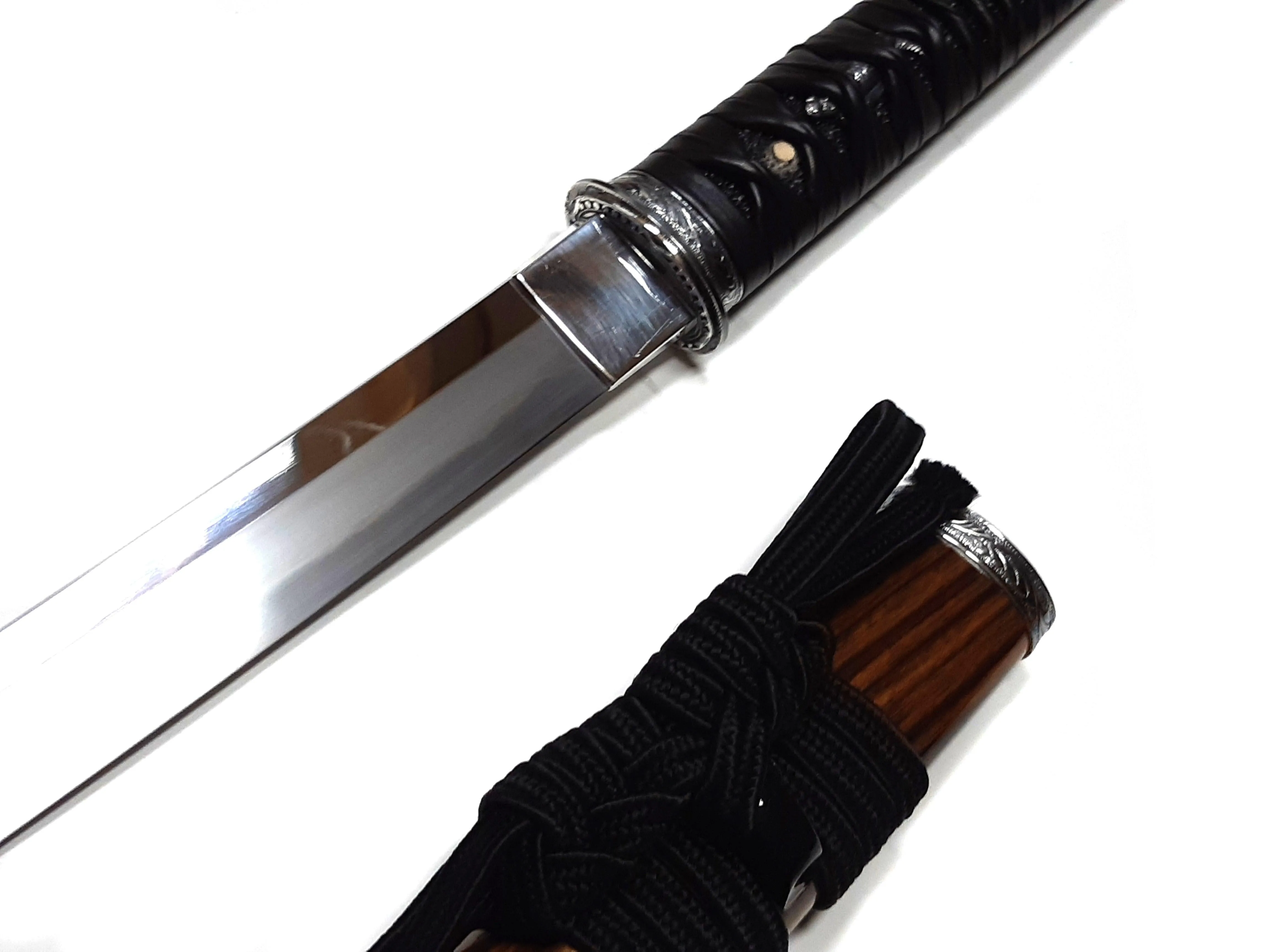 Aiguchi Style Kanata with Silver Fittings and Walnut Saya