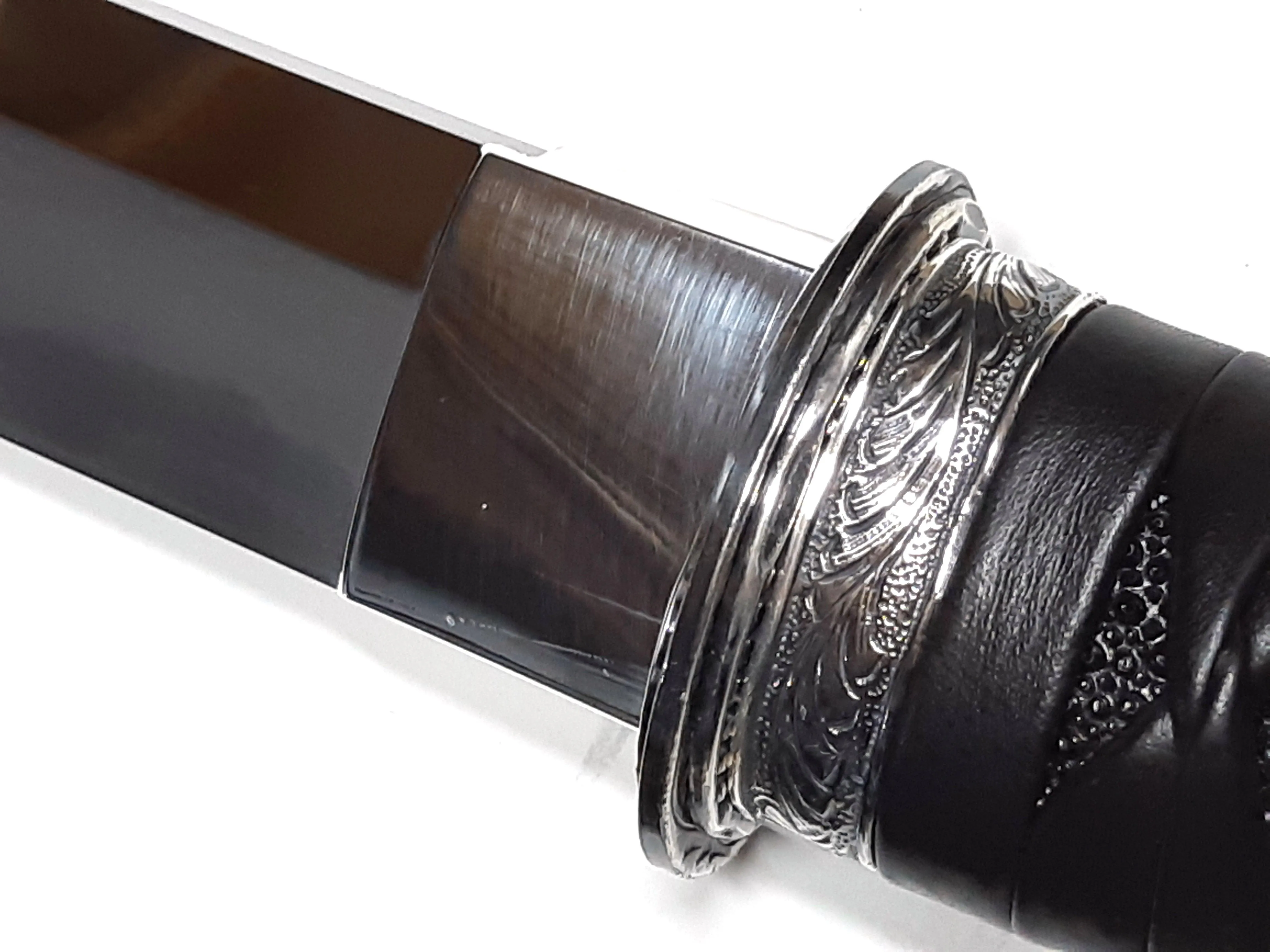 Aiguchi Style Kanata with Silver Fittings and Walnut Saya