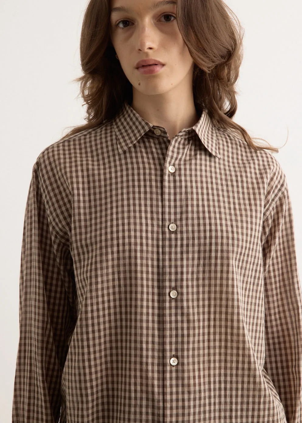 Airy Light Cotton Check Big Shirt