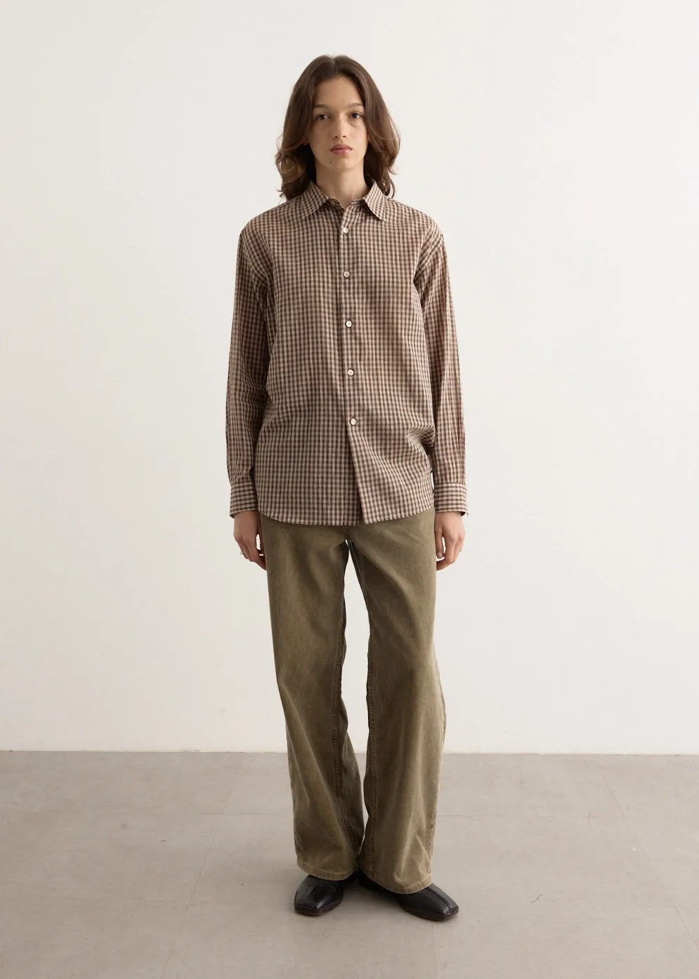 Airy Light Cotton Check Big Shirt