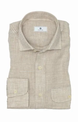 Albini Sand & White with Glencheck Pure Linen Batiste