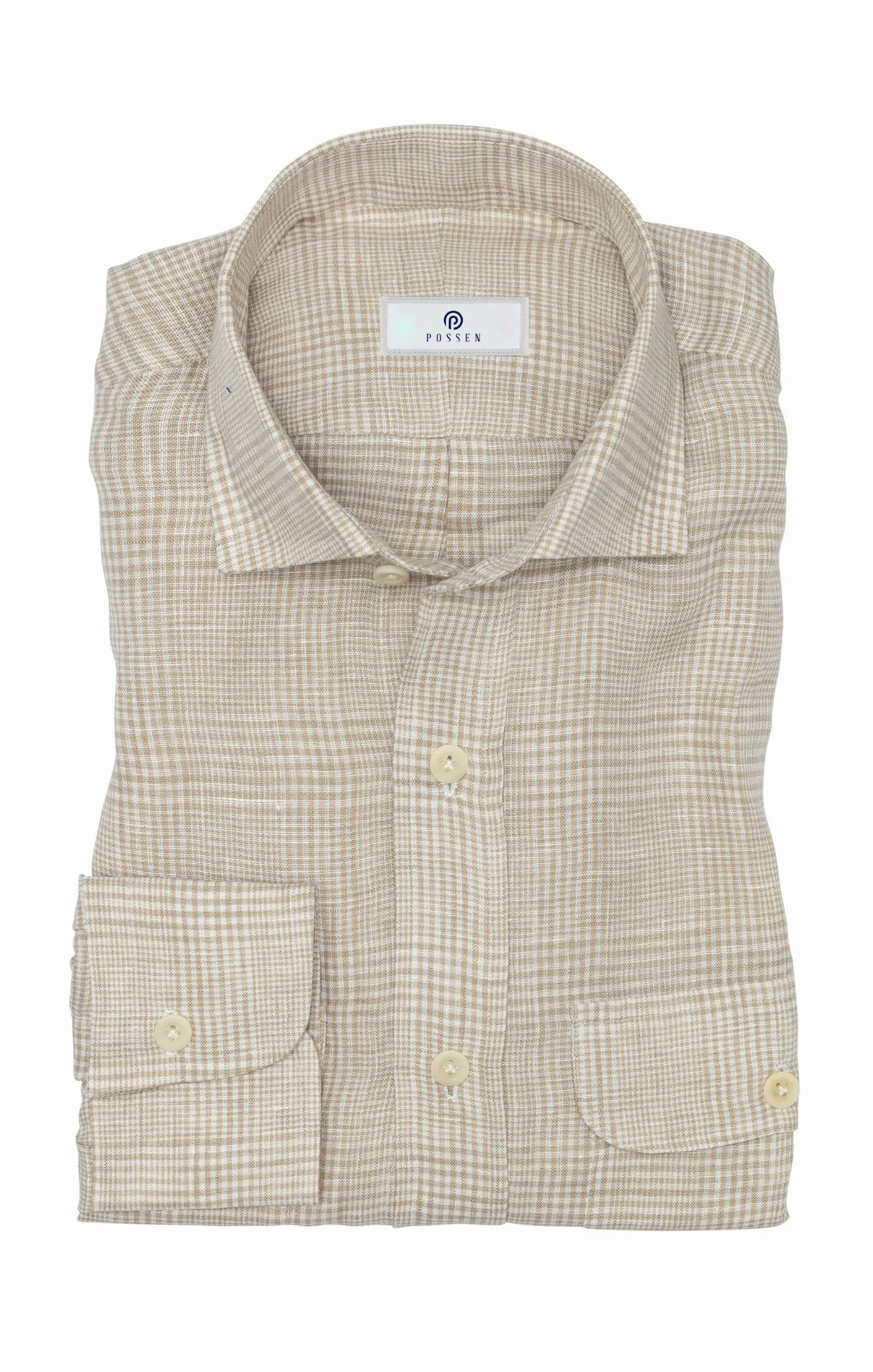 Albini Sand & White with Glencheck Pure Linen Batiste