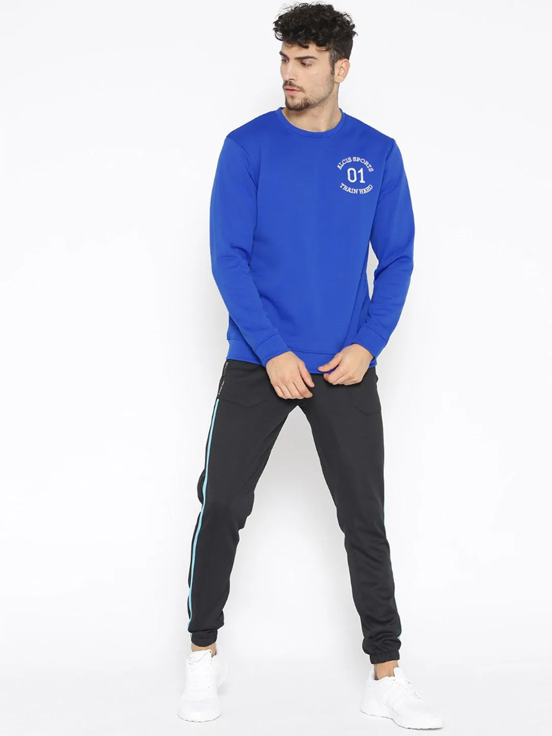 Alcis Men Blue Solid Sweatshirt