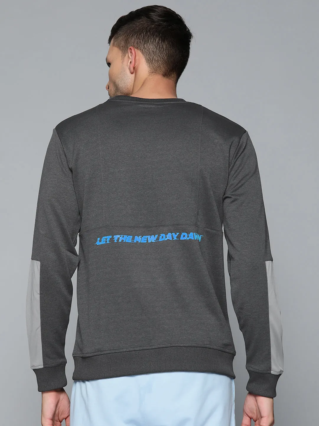 Alcis Men Characoal Solid Sweatshirt