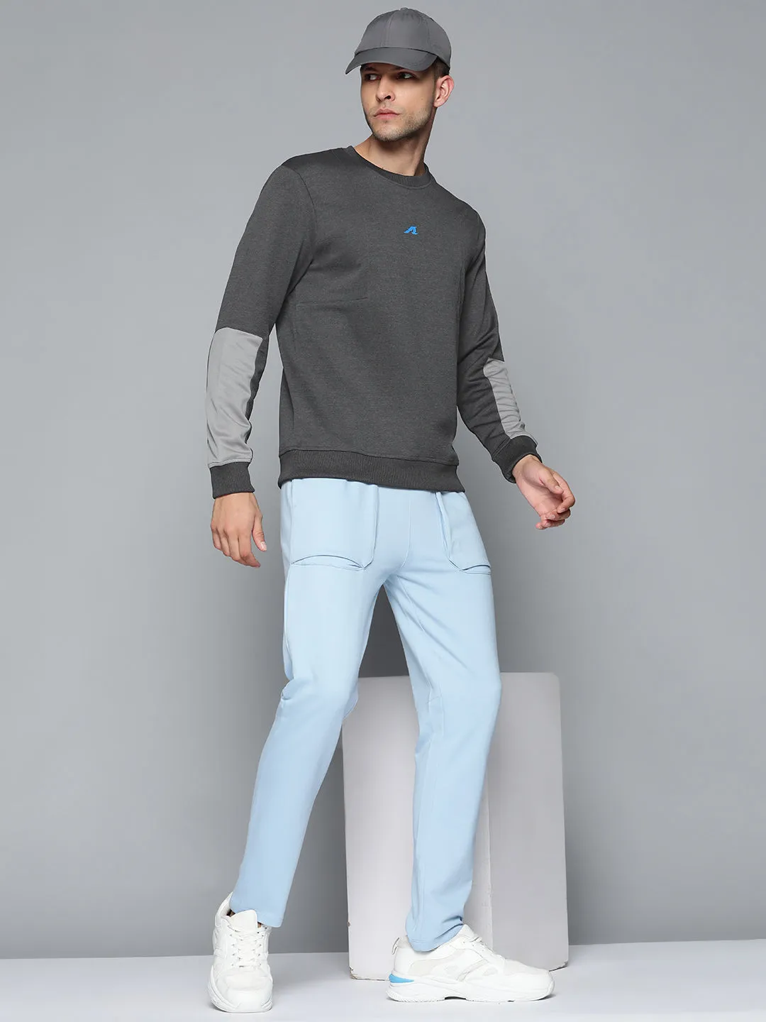 Alcis Men Characoal Solid Sweatshirt