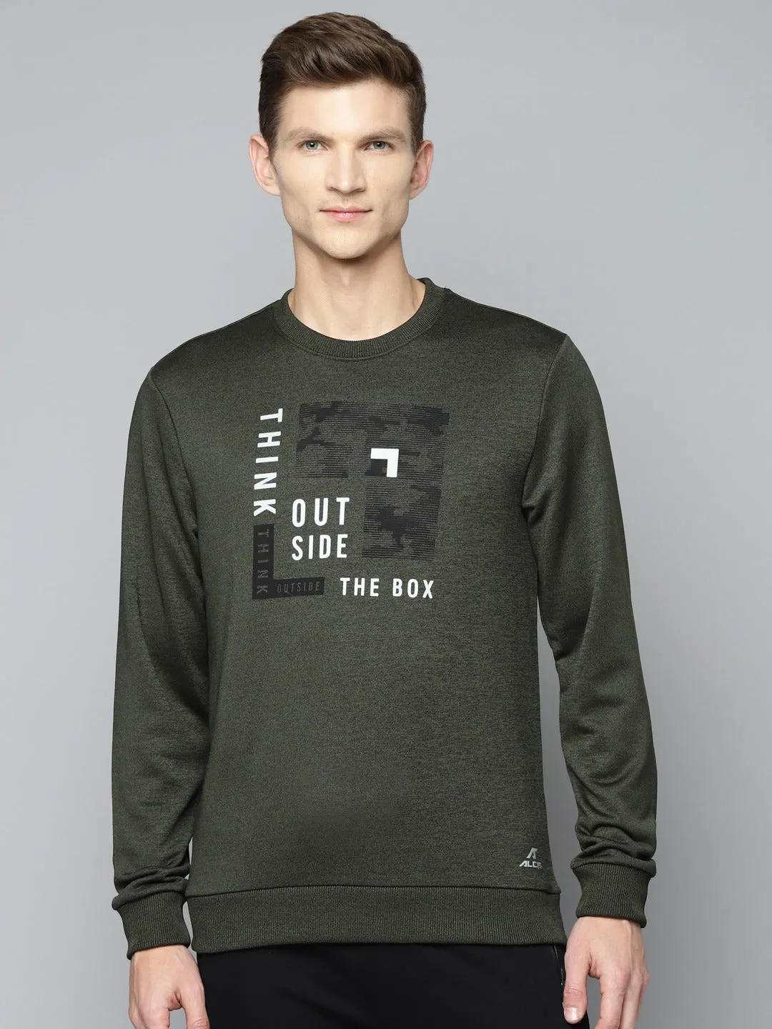 ALCIS Men Green Printed Sweatshirt