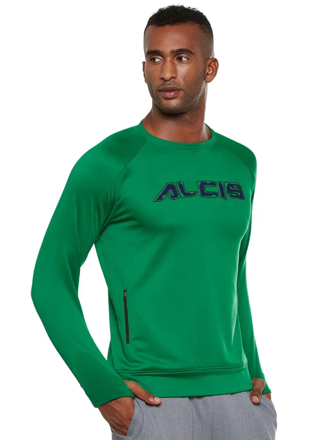 Alcis Men Green Solid Sweatshirt 128MSS377