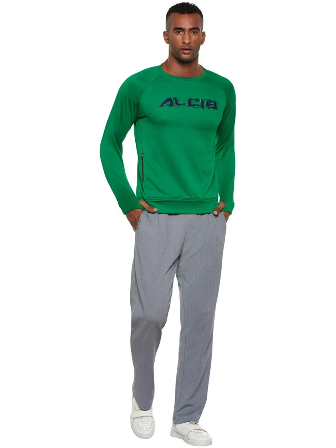 Alcis Men Green Solid Sweatshirt 128MSS377