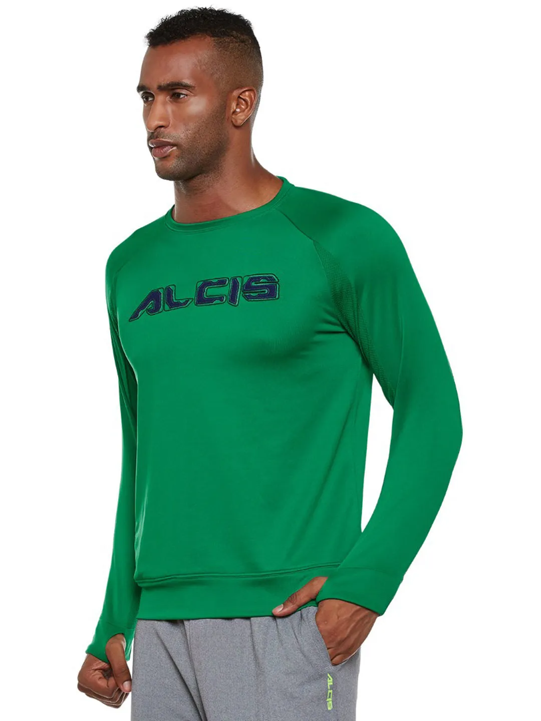 Alcis Men Green Solid Sweatshirt 128MSS377