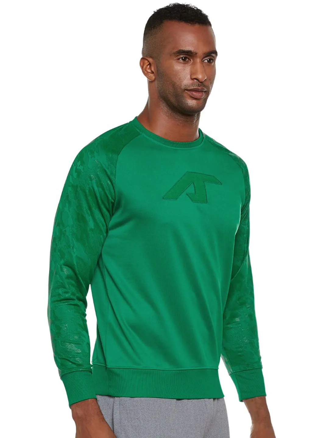 Alcis Men Green Solid Sweatshirt 129MSS379