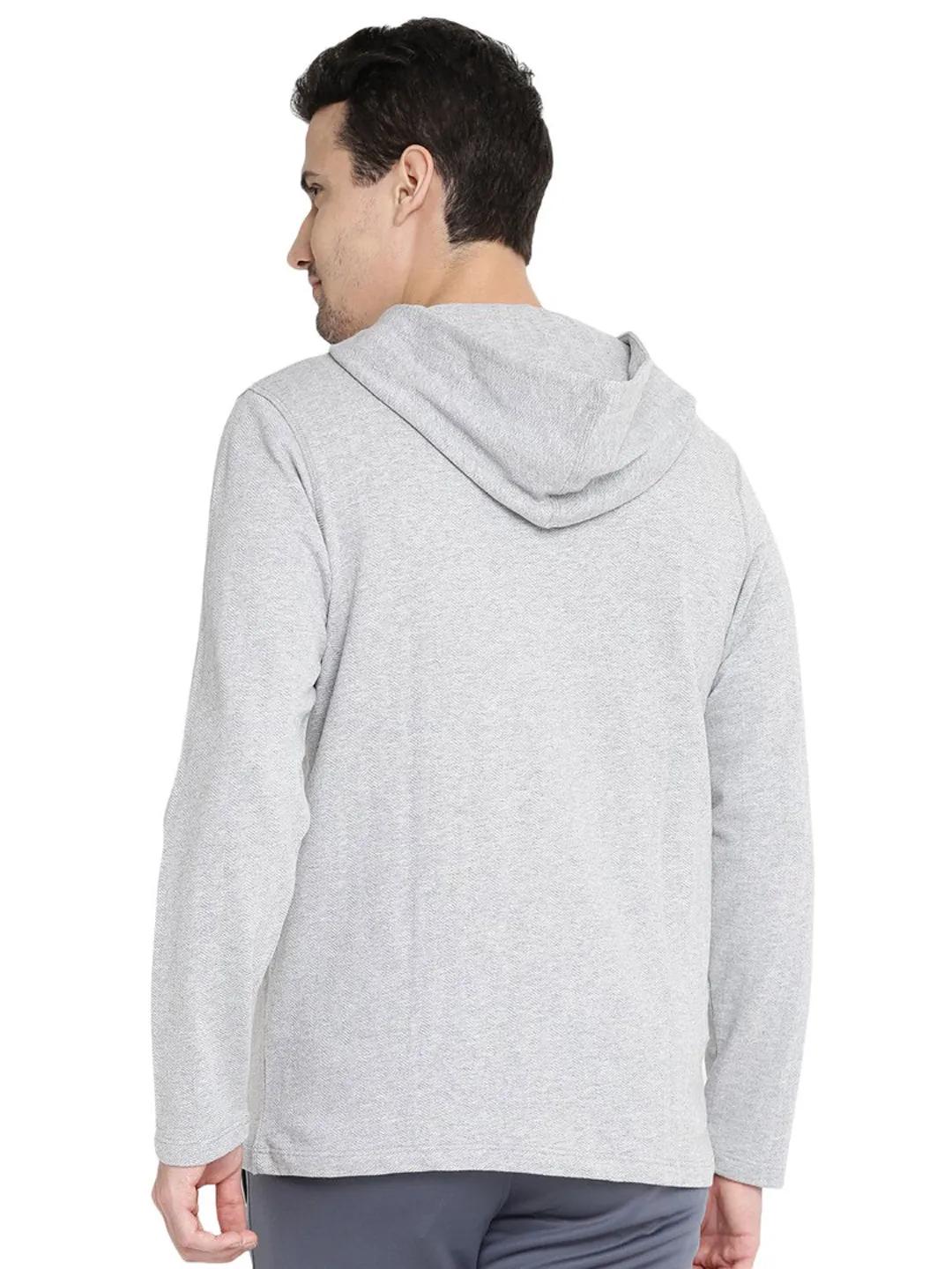 Alcis Men Grey Solid Hooded Sweatshirt 161MSS242