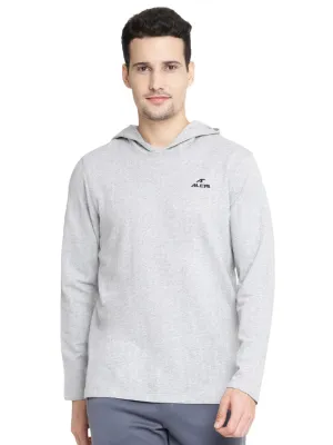 Alcis Men Grey Solid Hooded Sweatshirt 161MSS242